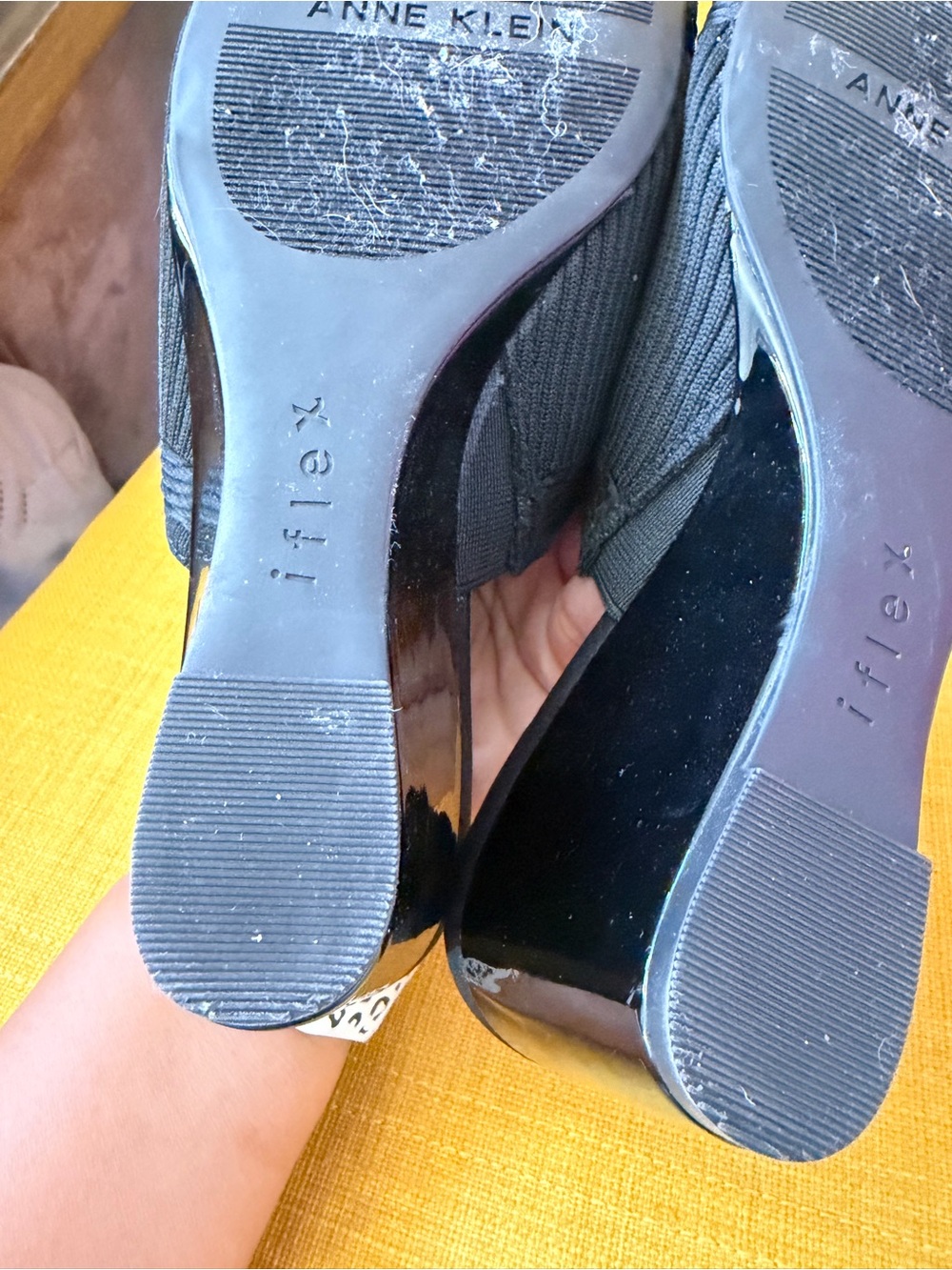 Anne Klein Black Ribbed Open-Toe Mules - Picture 5 of 5